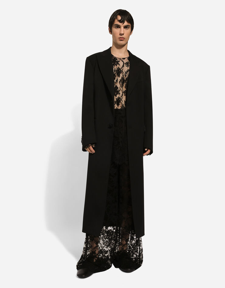 Dolce & Gabbana Chantilly lace round-neck T-shirt Black G8RR0THLMQJ