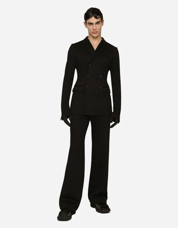 Dolce&Gabbana Zweireihige Jerseyjacke aus technischer Baumwolle Schwarz G2SY1THU7PR