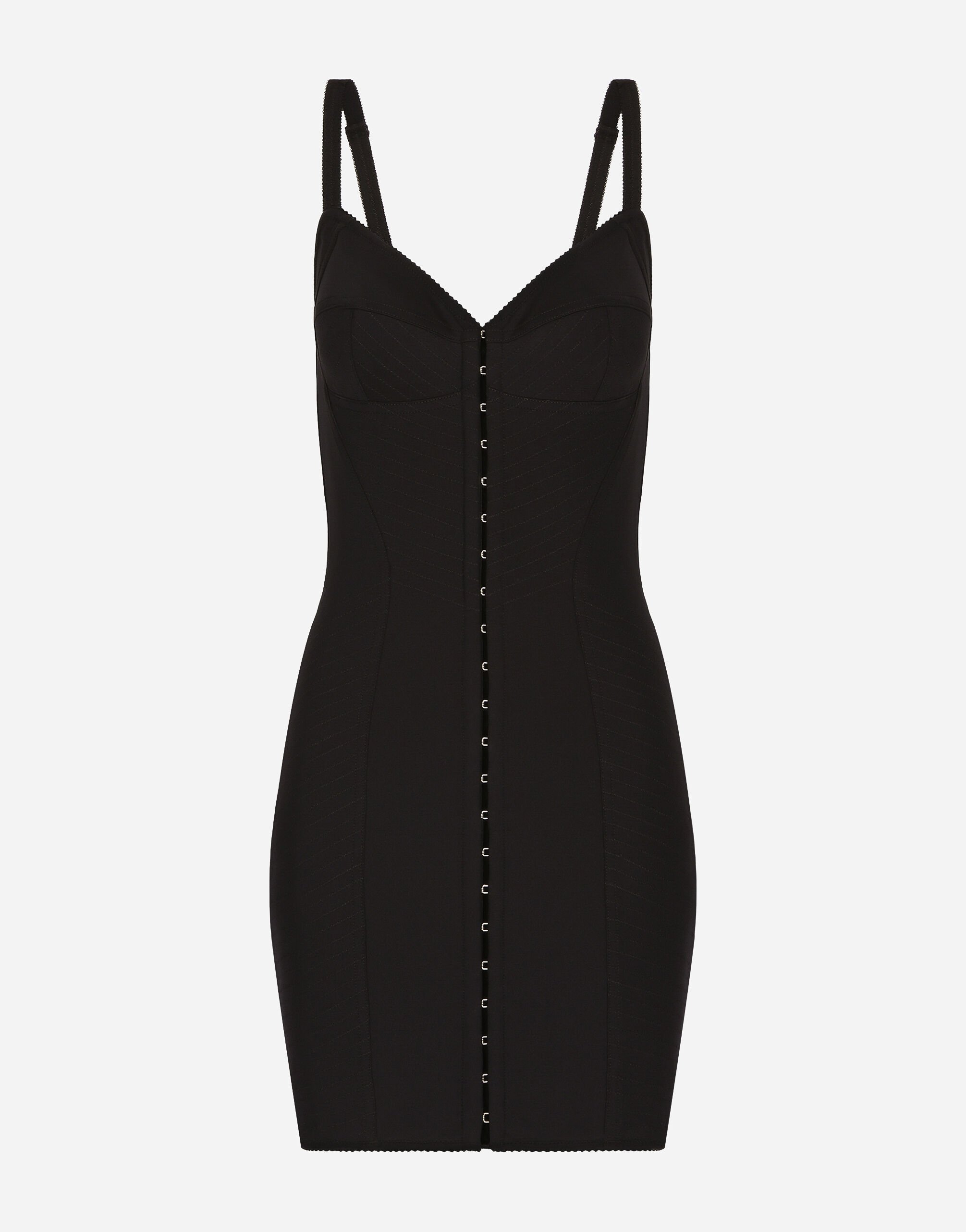 Dolce & Gabbana Kurzes Kleid aus leichtem Funktionsjersey Schwarz BB6002AI413