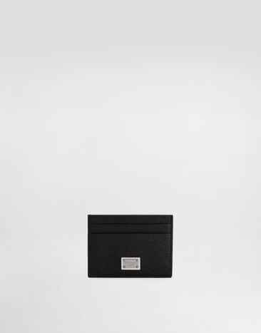 Dolce & Gabbana Calfskin card holder with branded plate Black BP0330AG219