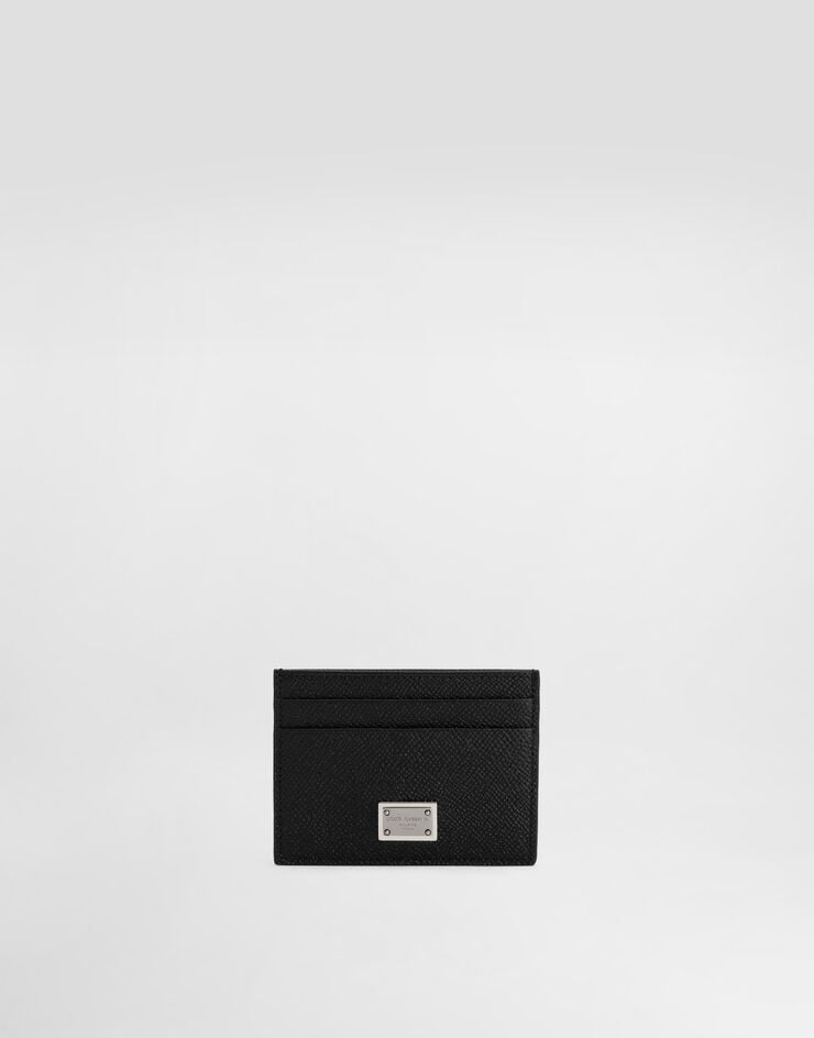 Dolce & Gabbana Calfskin card holder with branded plate Black BP0330AG219