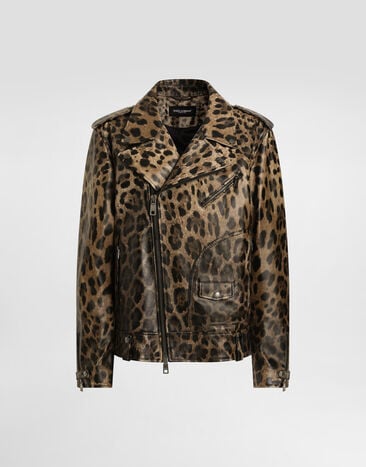 Dolce & Gabbana Leo-print leather jacket Print F9U91LHUL2M