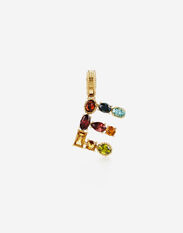 Dolce & Gabbana Rainbow alphabet E 18 kt yellow gold charm with multicolor fine gems Rot WAQA3GWQM01