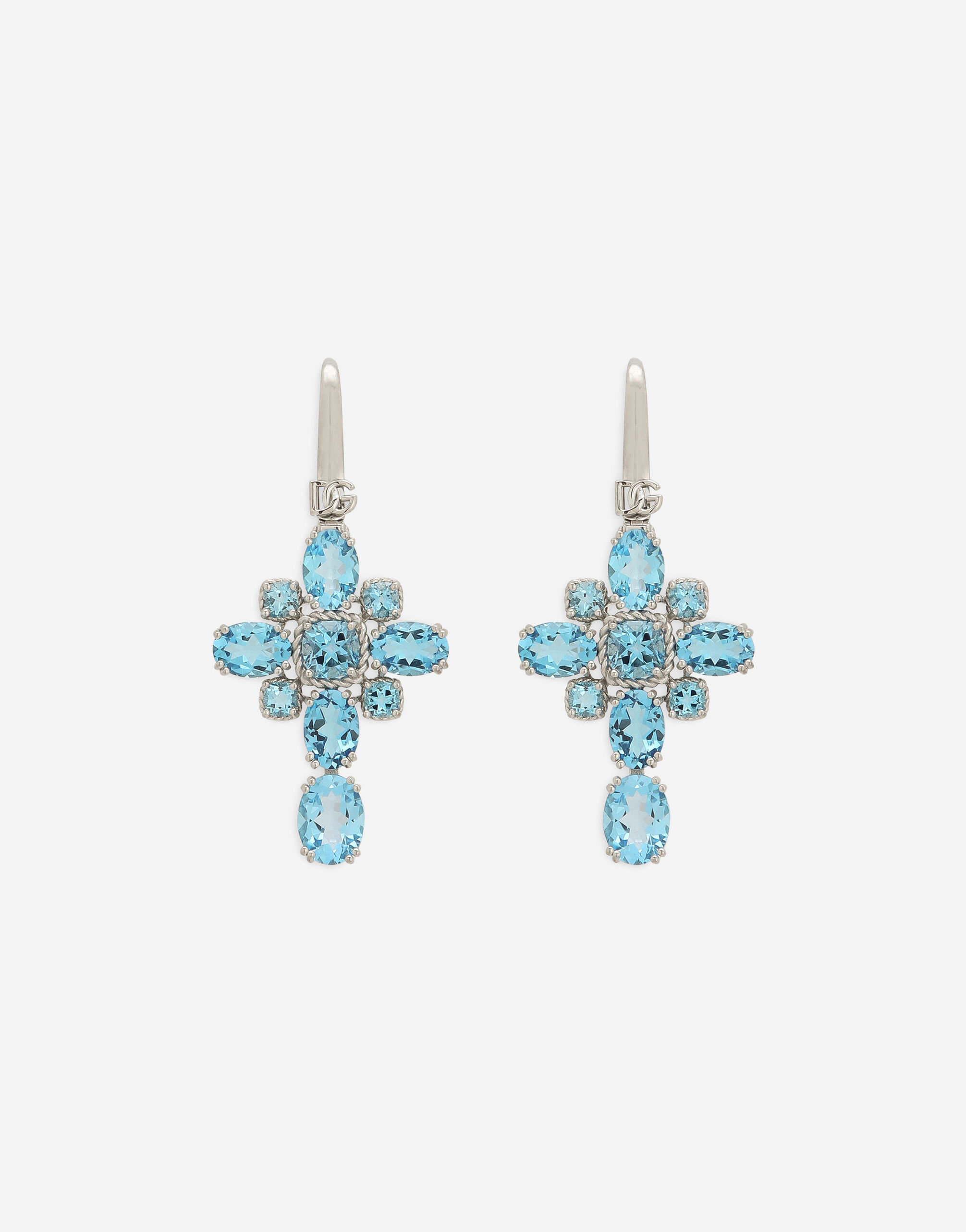 Dolce & Gabbana Anna earrings in white gold 18kt with light blue topazes Weiss WEQD4GWPAVE