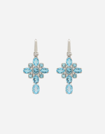 Dolce & Gabbana Anna earrings in white gold 18kt with light blue topazes Weiss WEQD4GWPAVE