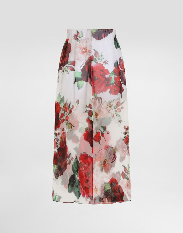 Dolce & Gabbana Falda longuette de chifón con estampado de rosas Imprima F4BBOTIS1Y6