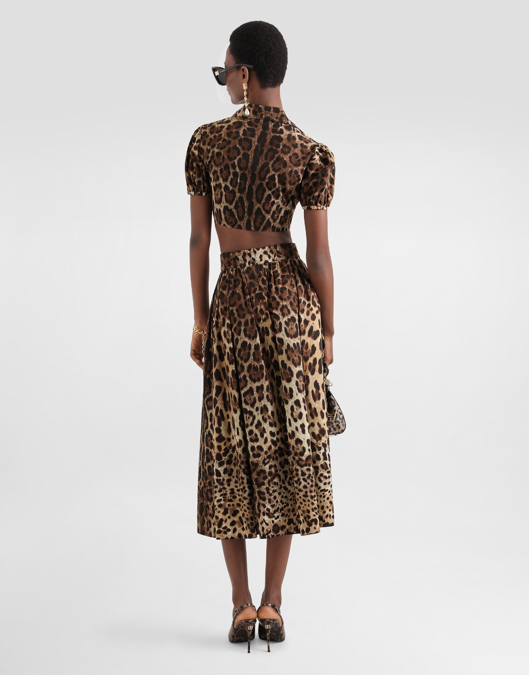 Leo-print poplin skirt in Print for Women | Dolce&Gabbana® US