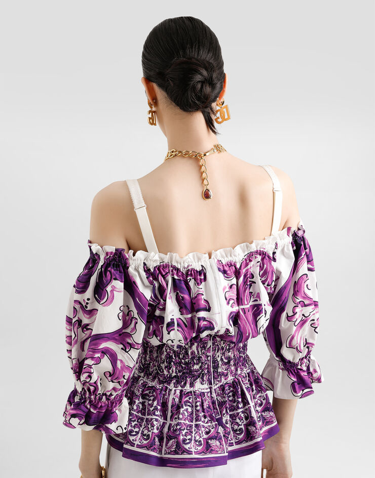 Dolce & Gabbana Majolica-print poplin top Multicolor F71I6TFI5JP