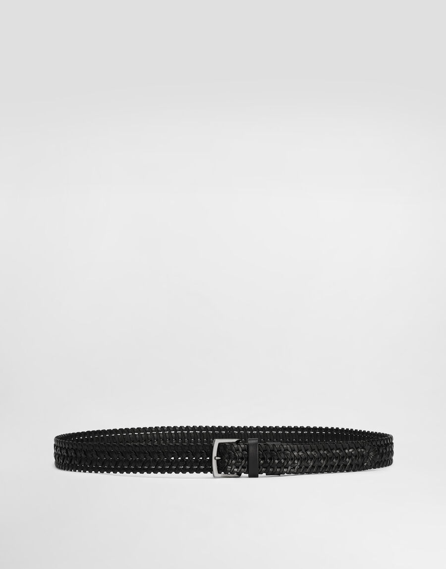 Woven leather belt