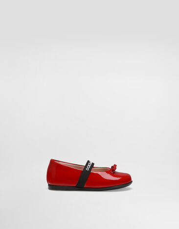 Dolce & Gabbana Patent leather ballet flats with elastic Red D20093A4831