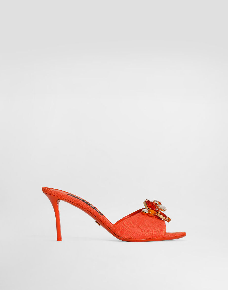 Brocade mules with embroidery