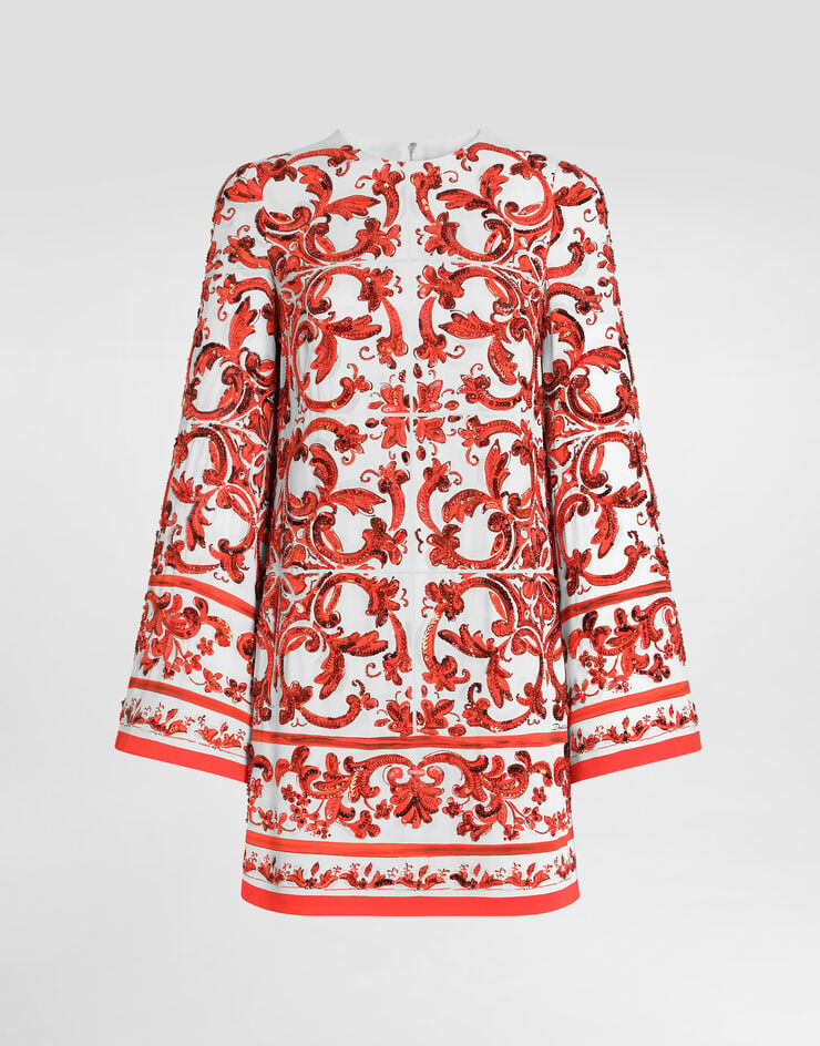 Dolce & Gabbana Majolica-print charmeuse dress with embroidery Dolce & Gabbana Majolica-print charmeuse dress with embroidery Multicolor F6ZW4ZGDDTZ