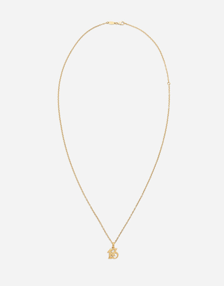 Dolce & Gabbana Good luck number 13 pendant on yellow gold chain Gold WALG8GWYE01