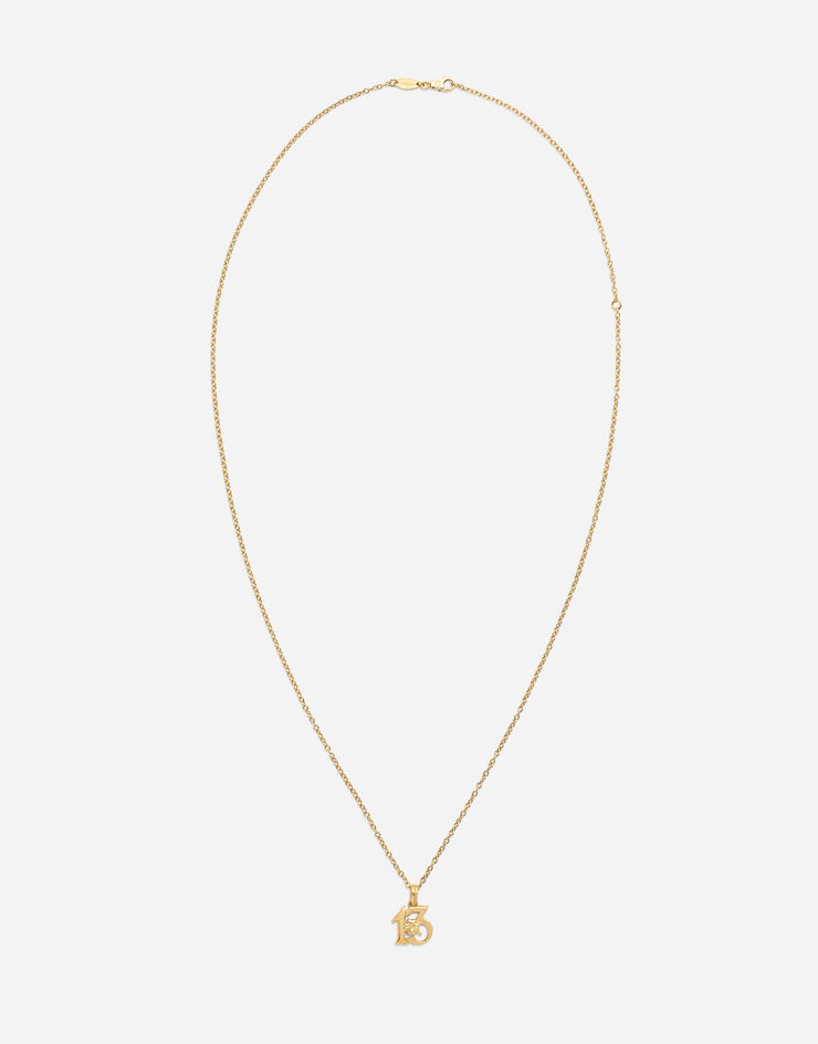 Dolce & Gabbana Good luck number 13 pendant on yellow gold chain Gold WALG8GWYE01