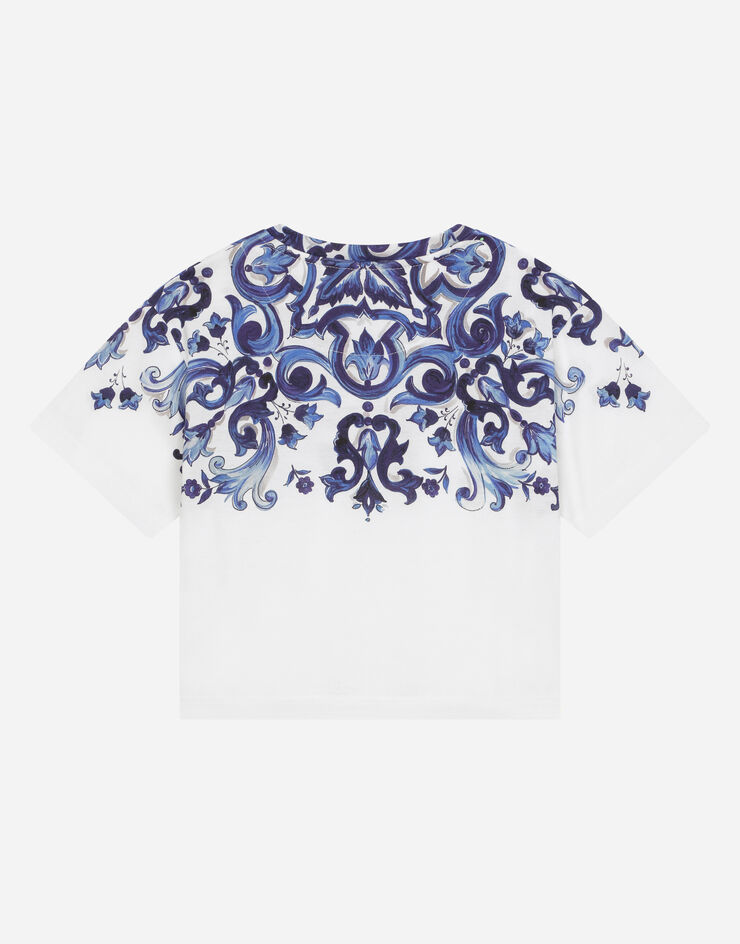 Dolce&Gabbana T-shirt in jersey stampa maiolica Multicolore L5JTJKG7E9Q