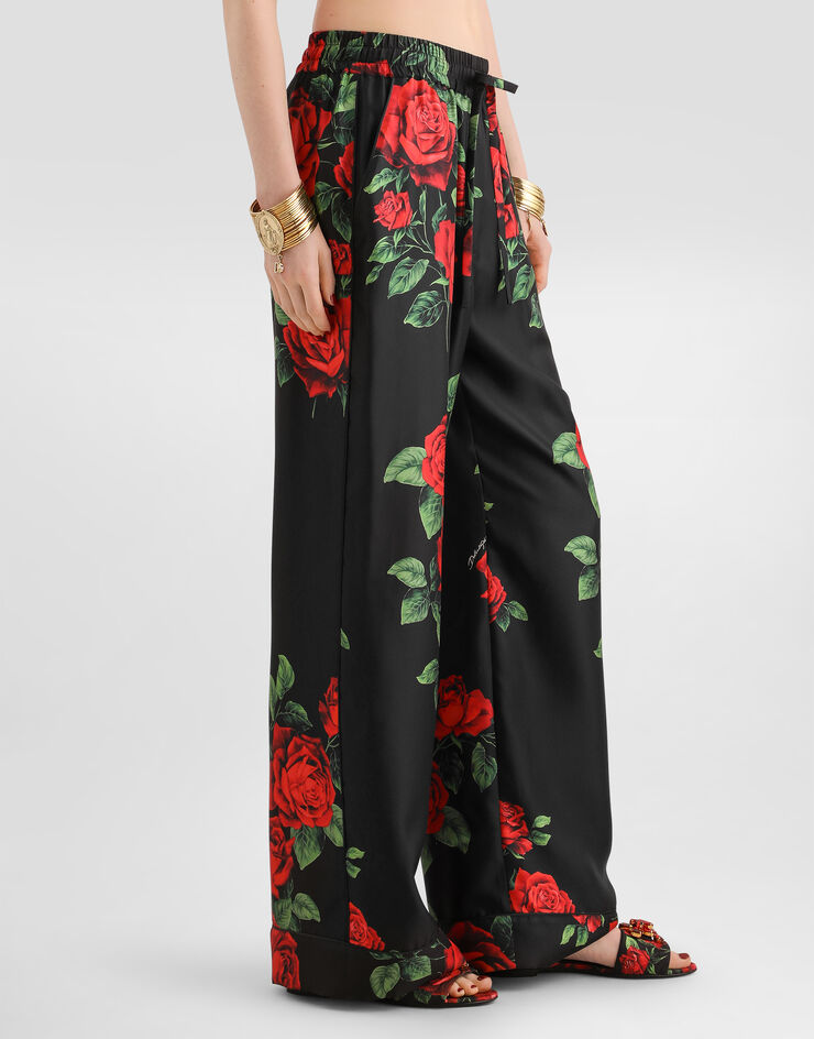 Dolce & Gabbana Rose-print vanity silk trousers Dolce & Gabbana Rose-print vanity silk trousers Multicolor FTDL4TIS137