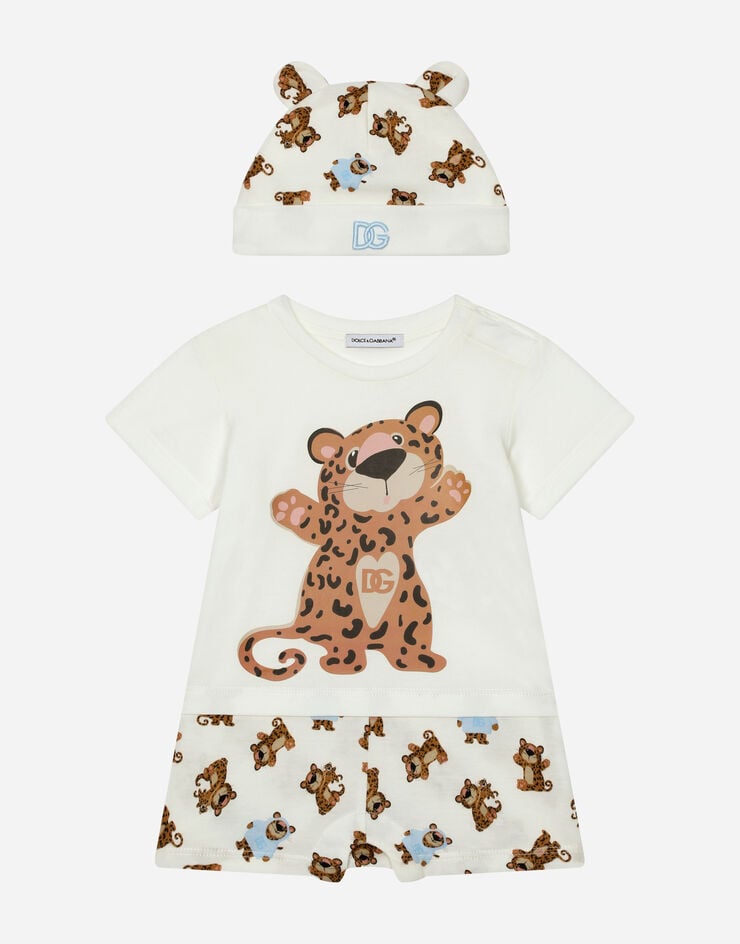 Dolce & Gabbana 2-piece gift set in baby leopard-print jersey Multicolor L1JG36G7G5F