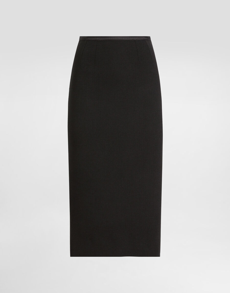Wool crepe calf-length pencil dress