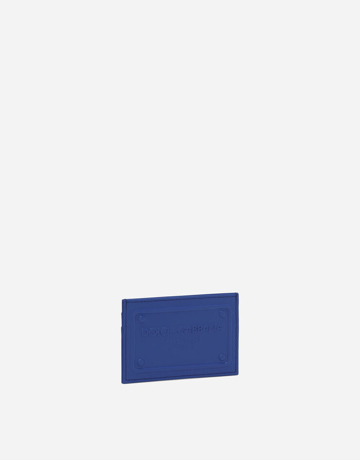 Dolce & Gabbana Porte-cartes en cuir de veau avec logo en relief Bleu BP3239AG218
