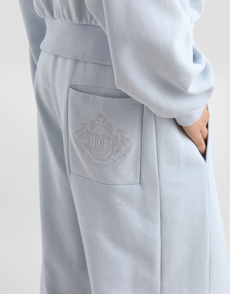 Dolce & Gabbana Pantalones en felpa con bordado Azure FTDIDZGDDMP