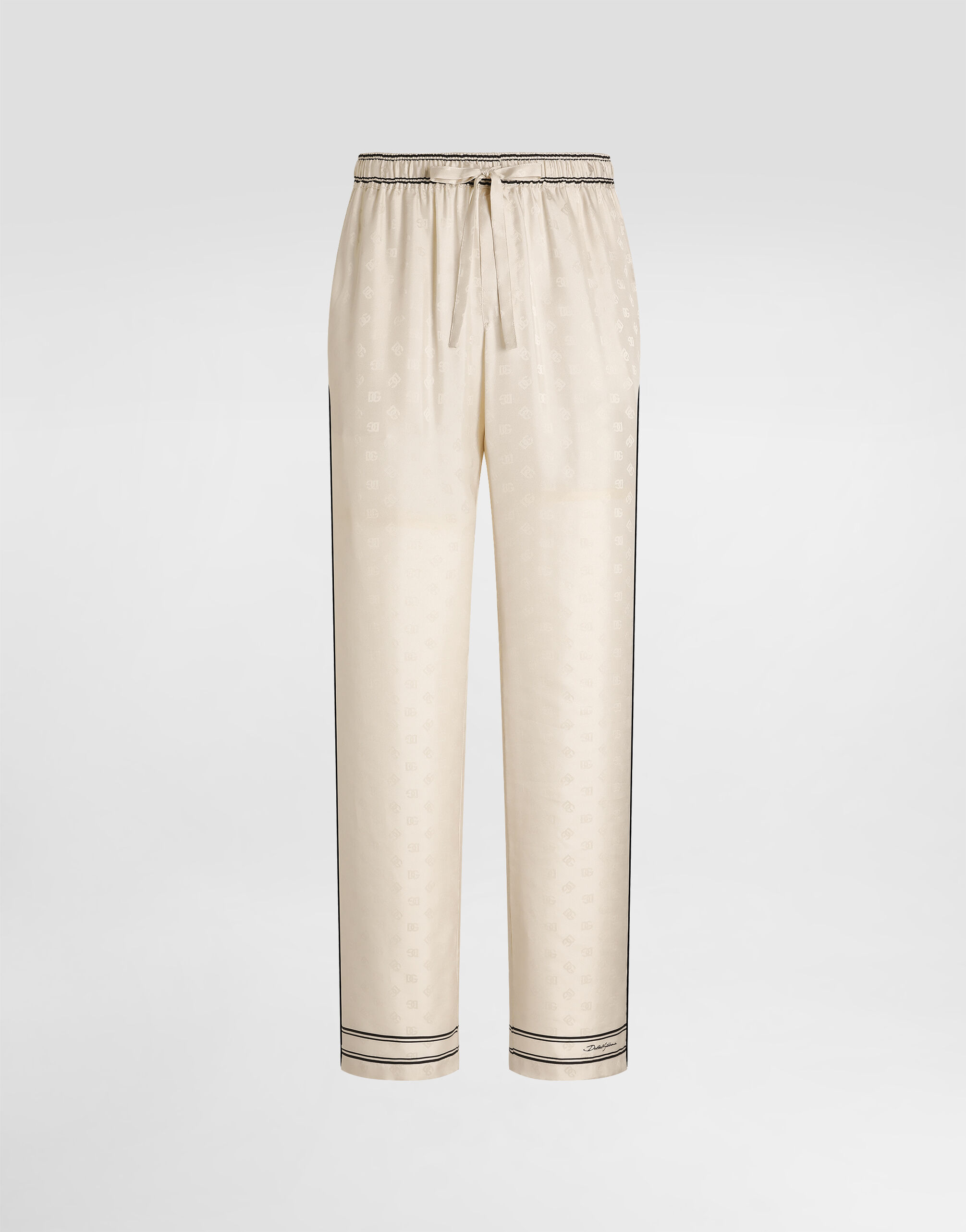 Logo and stripe-print twill trousers