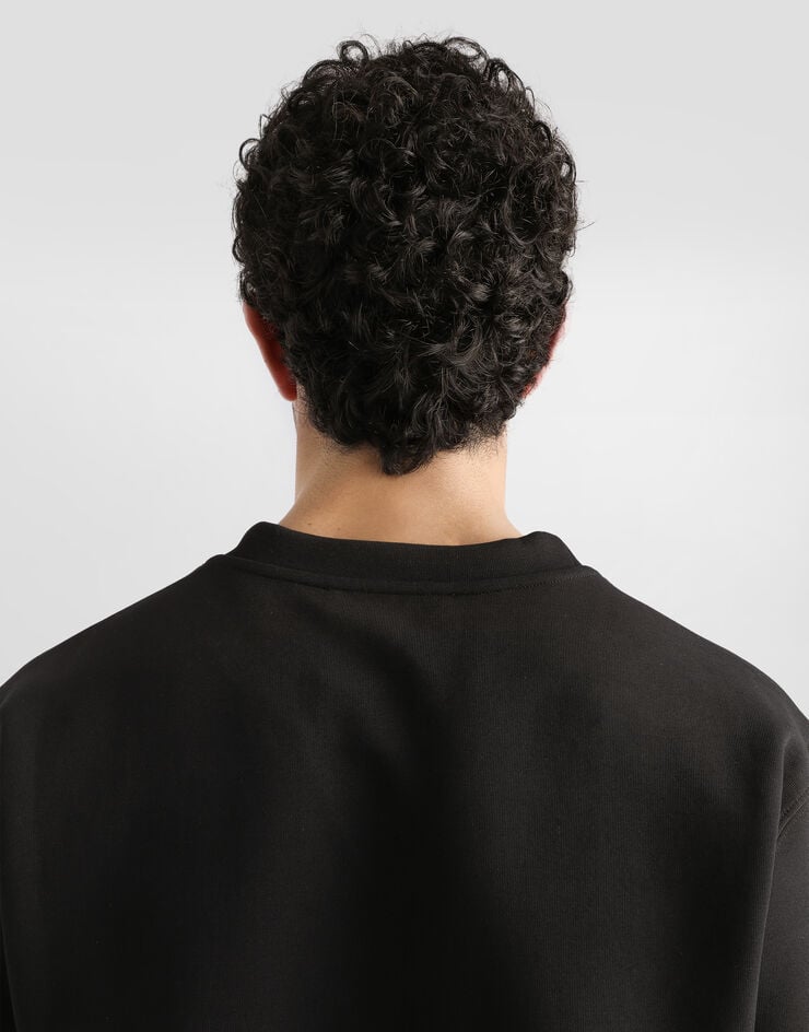 Dolce&Gabbana Sweat-shirt en jersey de coton à broderie Noir G9ABJZHU7H9