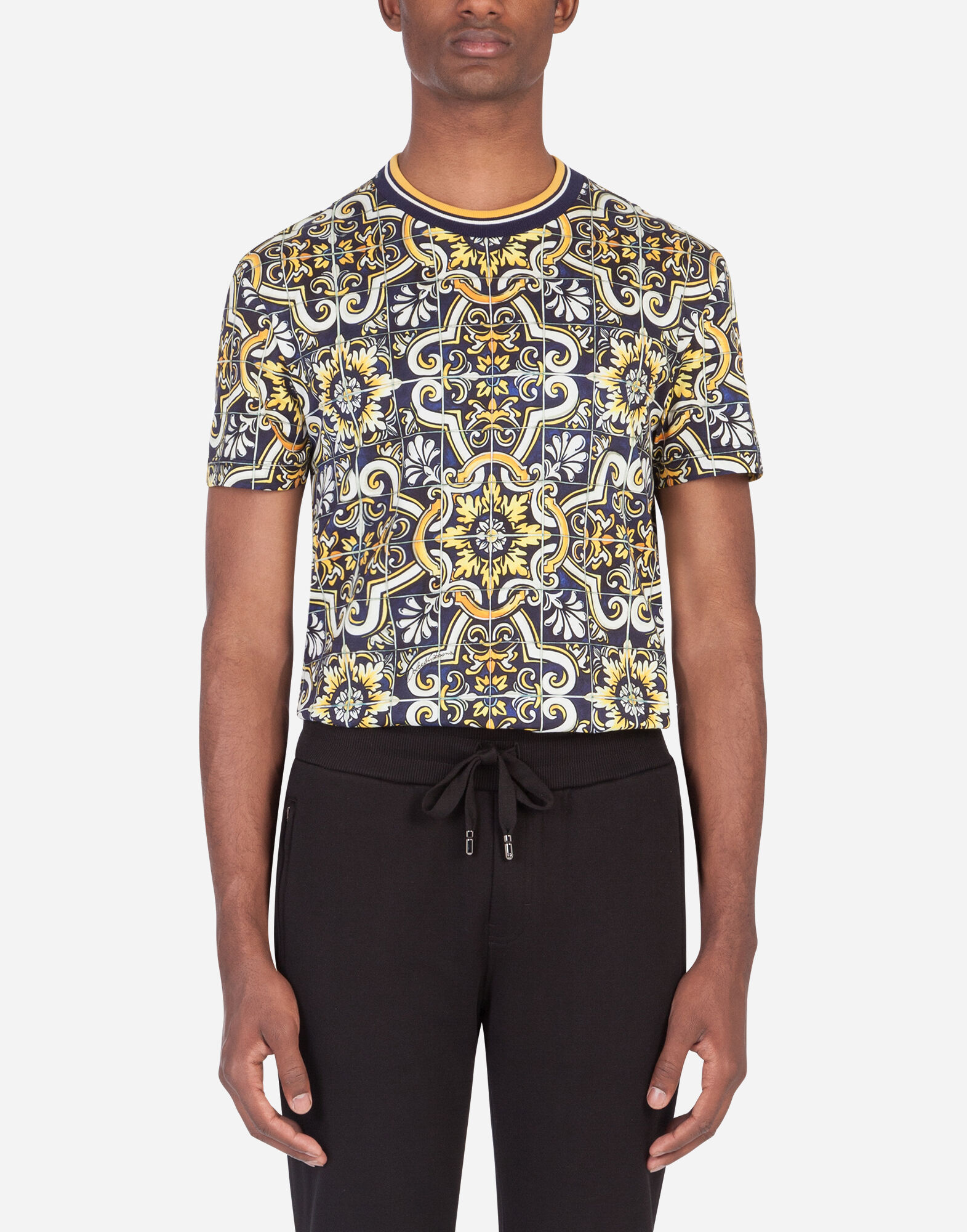 Cotton t-shirt with maiolica print