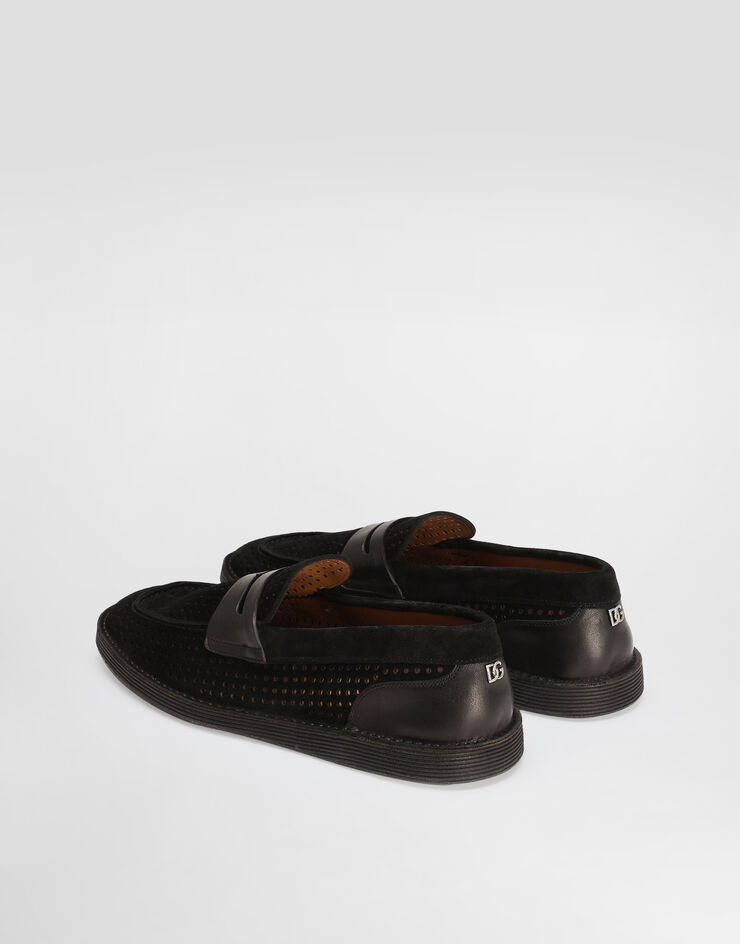 Dolce & Gabbana Split calfskin perforated slipper Black A50651A9Q99
