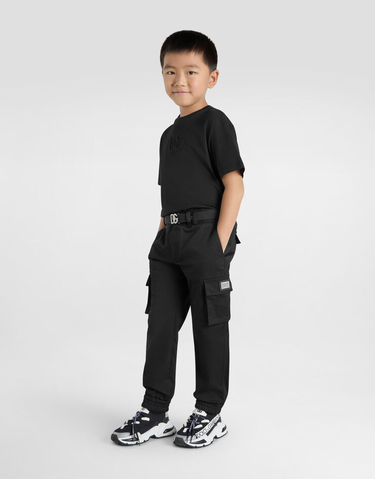 Dolce & Gabbana Jersey T-shirt with DG logo Black L4JTHVG7O5R