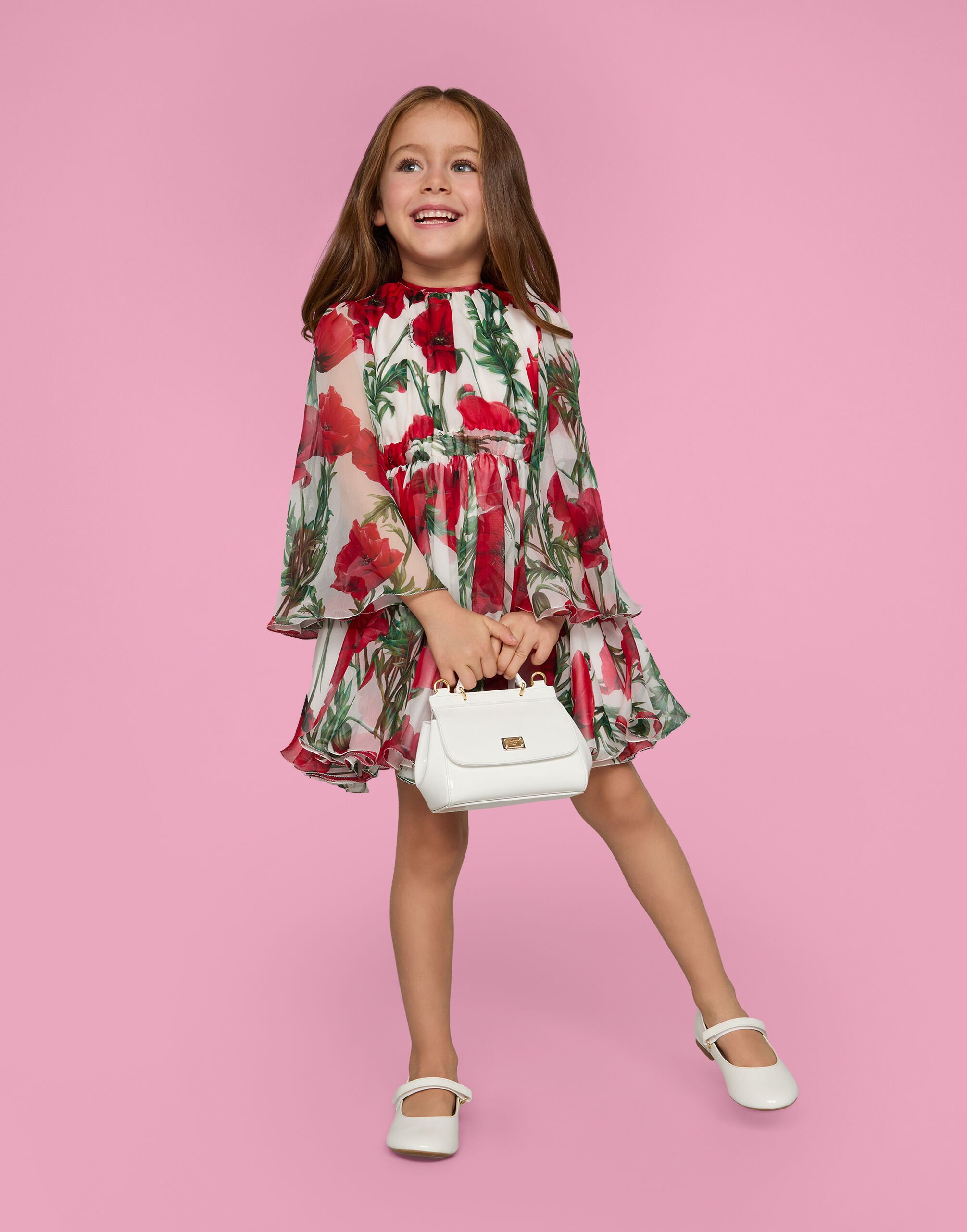 Ballerines en cuir verni en Blanc pour fille Dolce Gabbana
