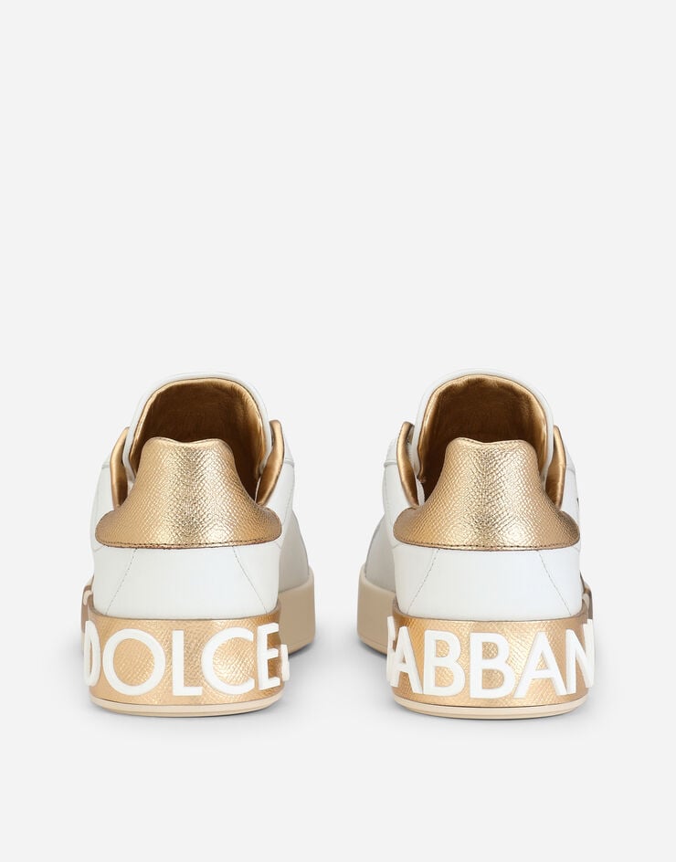 Dolce & Gabbana Sneaker Portofino in pelle di vitello con logo DG Bianco CK1544B5960