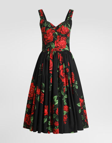 Dolce & Gabbana Rose-print poplin dress Multicolor F619MTHS5VL