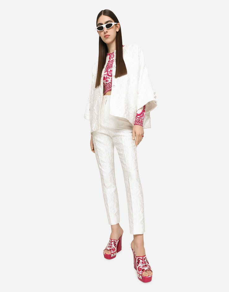 Dolce&Gabbana 마욜리카 프린트 실크 크롭 스웨터 멀티 컬러 FXL36TJAHJO