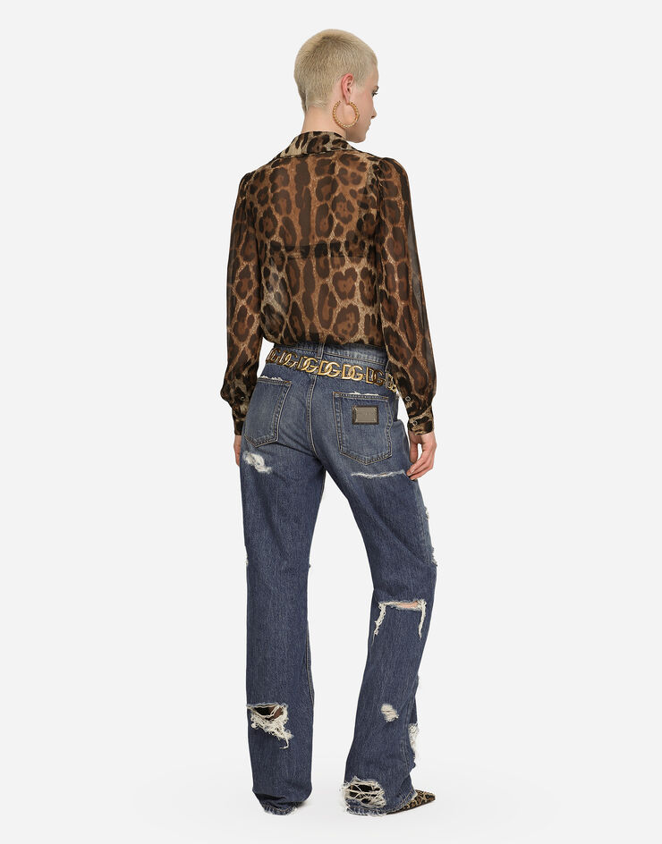 Dolce & Gabbana Jeans loose fit in denim con rotture Multicolore FTCGNDG8JU7