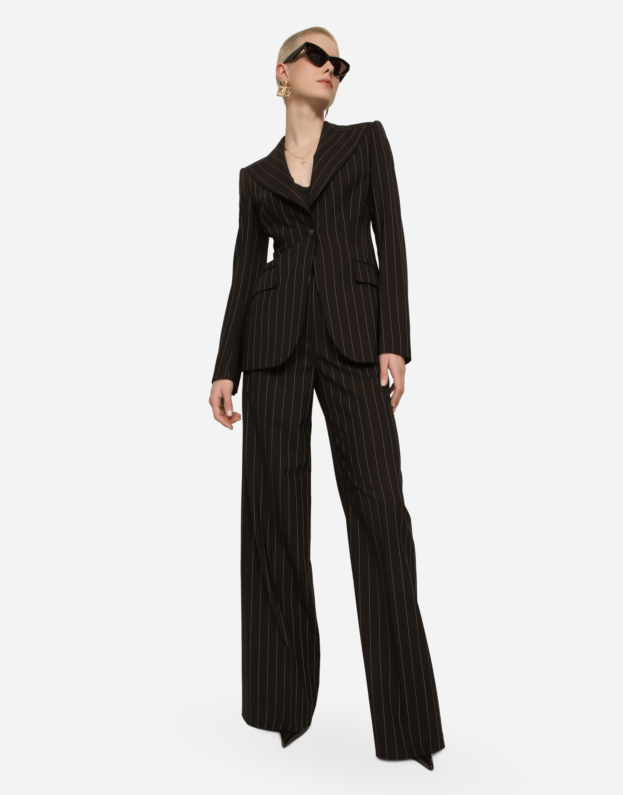 Single-breasted pinstripe wool Turlington jacket in Multicolor for