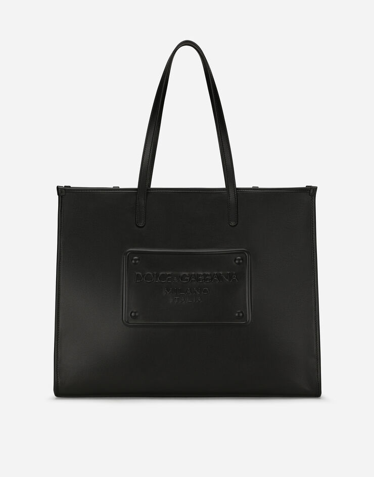 Dolce & Gabbana Shopper aus Kalbsleder mit Relieflogo Schwarz BM2219AG218