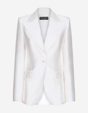 Dolce & Gabbana Single-breasted Mikado silk Turlington jacket Black F29MCTFUBE7