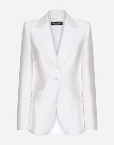 Dolce & Gabbana Single-breasted Mikado silk Turlington jacket Green BB7158AW437