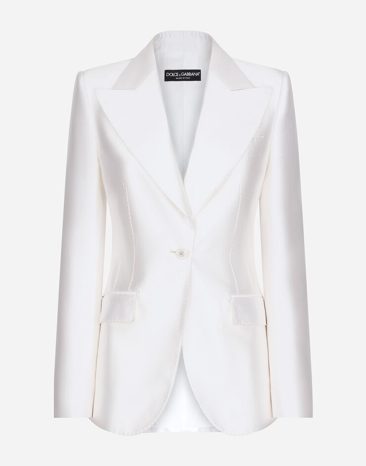 Dolce & Gabbana Single-breasted Mikado silk Turlington jacket 화이트 F29UCTFU1L6
