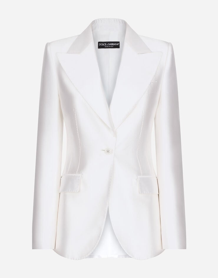 Dolce & Gabbana Single-breasted Mikado silk Turlington jacket Bianco F29UCTFU1L6