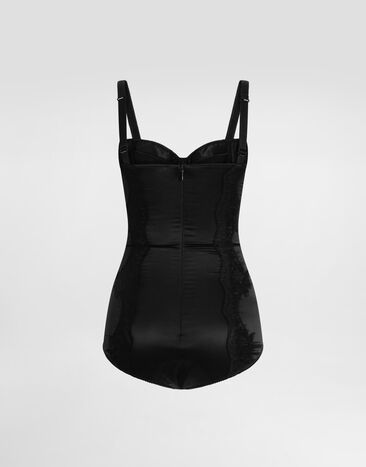 Dolce & Gabbana بودي برا بالكونيت حرير بتفاصيل من الدانتيل أسود O9A05TONO13