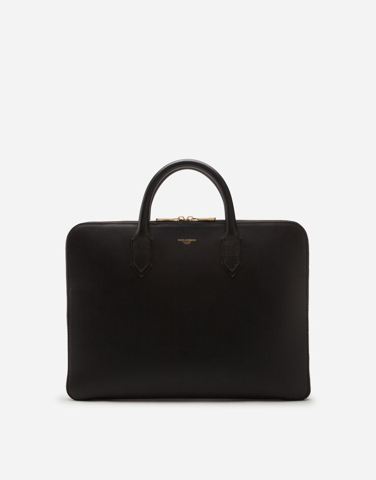 Dolce & Gabbana Monreal briefcase in calfskin with heat-pressed logo BLACK BM1710AC954