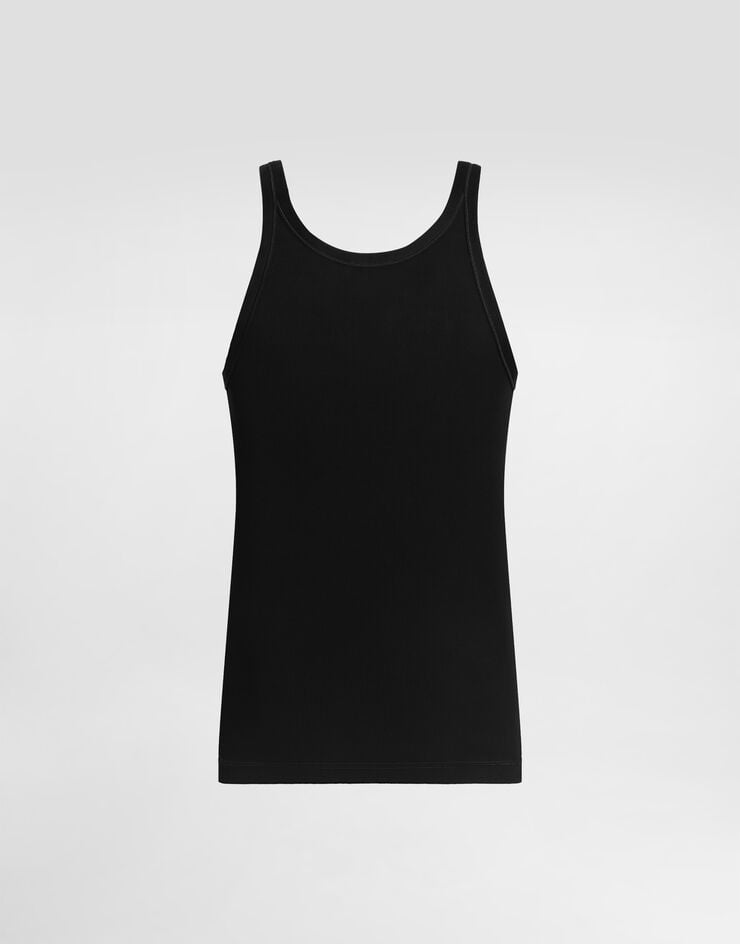 Dolce & Gabbana Camiseta sin mangas de algodón Black G8SY5ZFU7AV