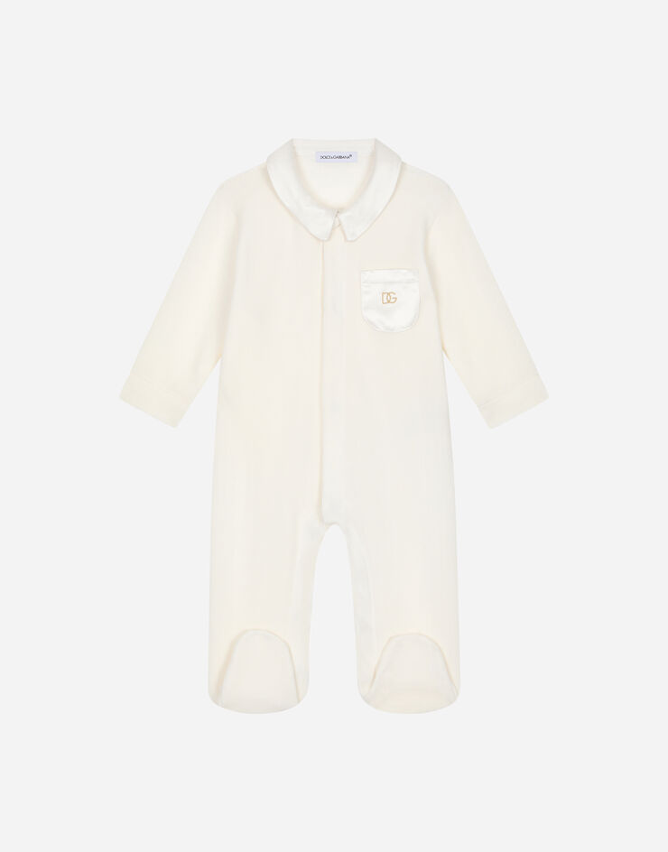 Dolce & Gabbana Interlock onesie with duchesse details White L1JO4OG7E7R