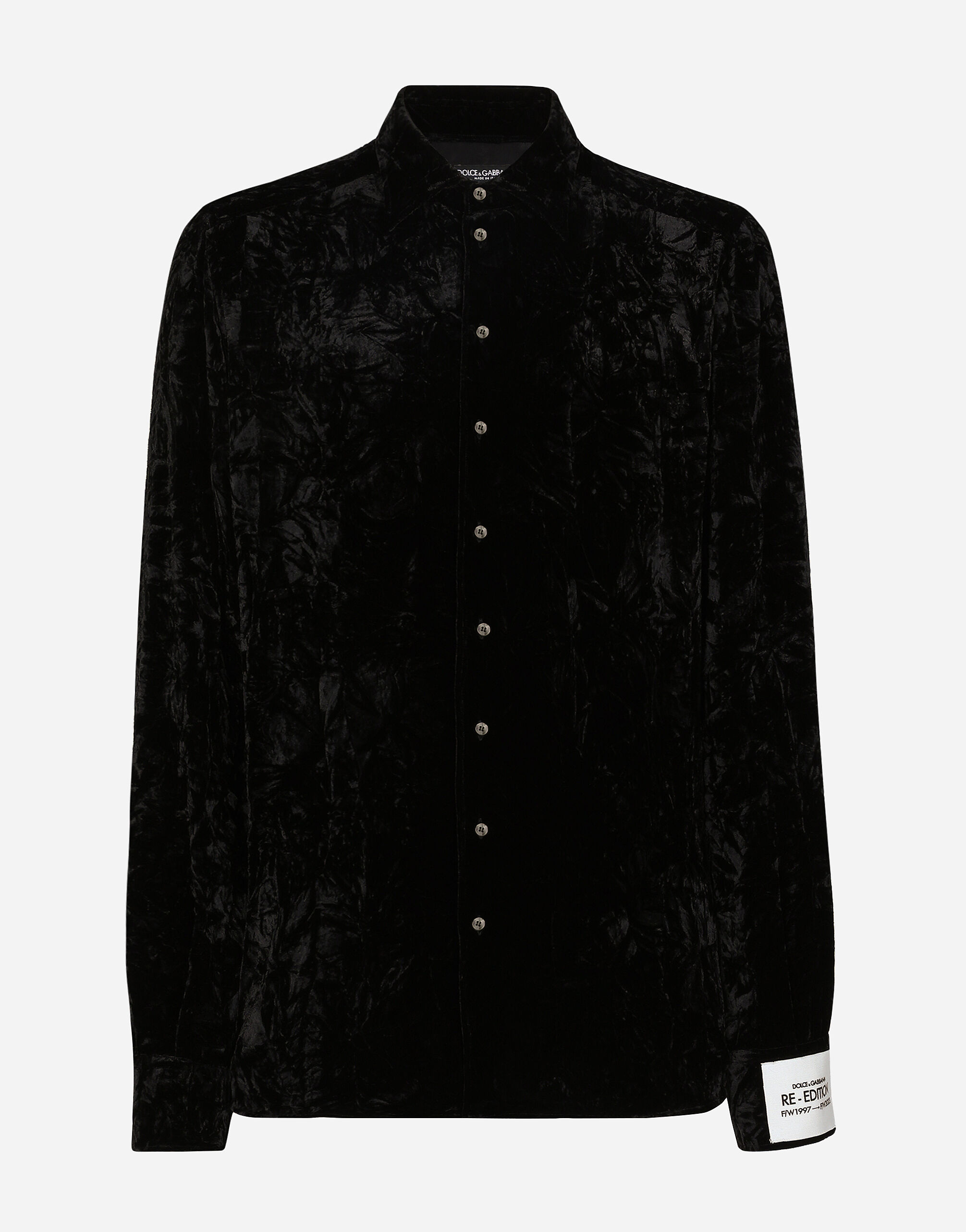 Crushed velvet shirt in Black for Men Dolce Gabbana