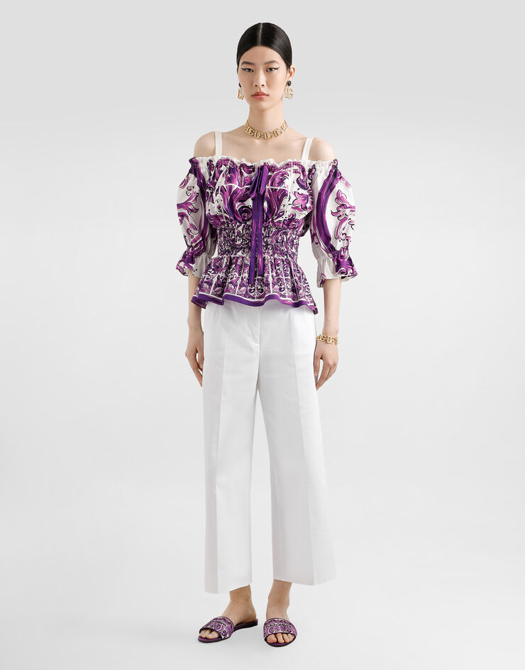 Dolce & Gabbana Majolica-print poplin top Multicolor F71I6TFI5JP