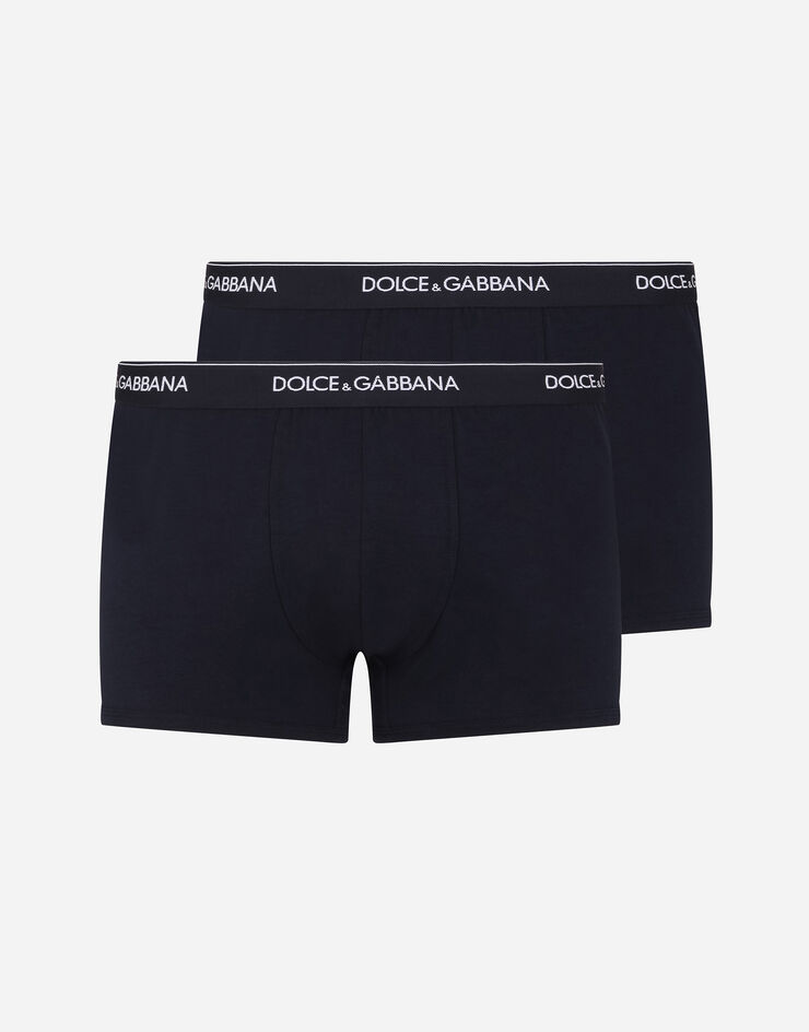 Dolce & Gabbana Pack de deux boxers classiques en coton stretch Bleu M9C07JONN95