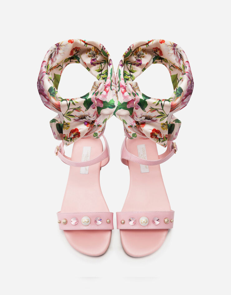Dolce & Gabbana ANKLE STRAP SANDALS IN PATENT LEATHER WITH SATIN RIBBON 粉红 D10933A9C14