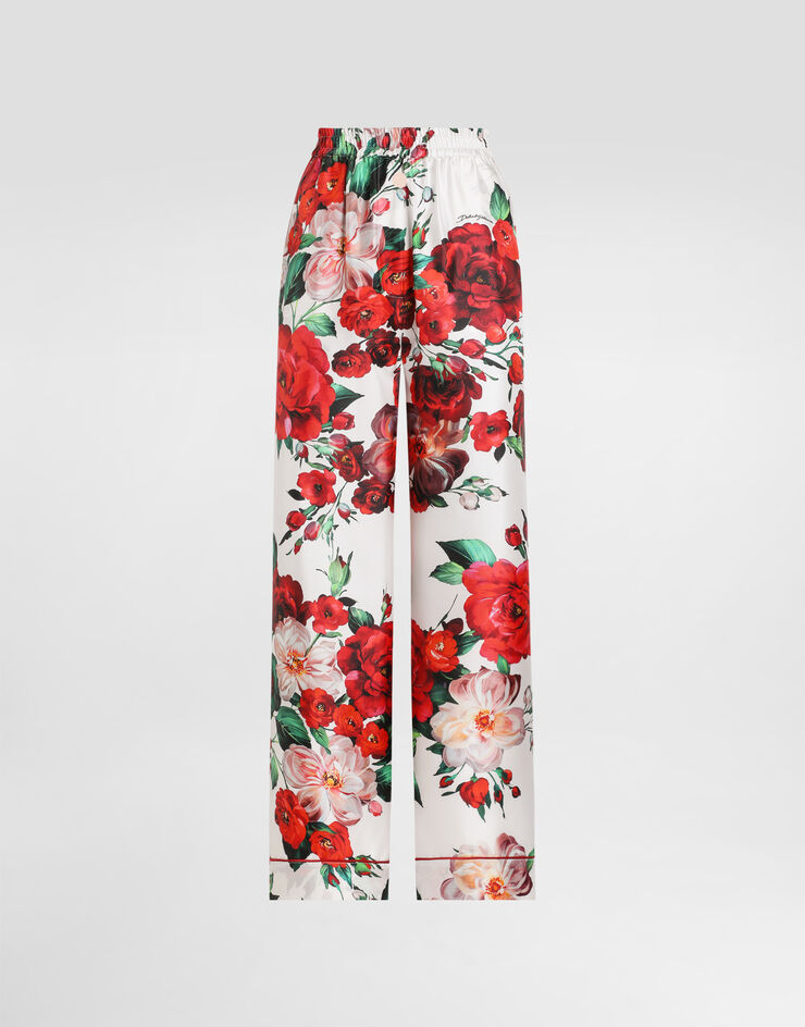 Dolce & Gabbana Satin pajama pants with rose print Print FTAMPTIS1ZD