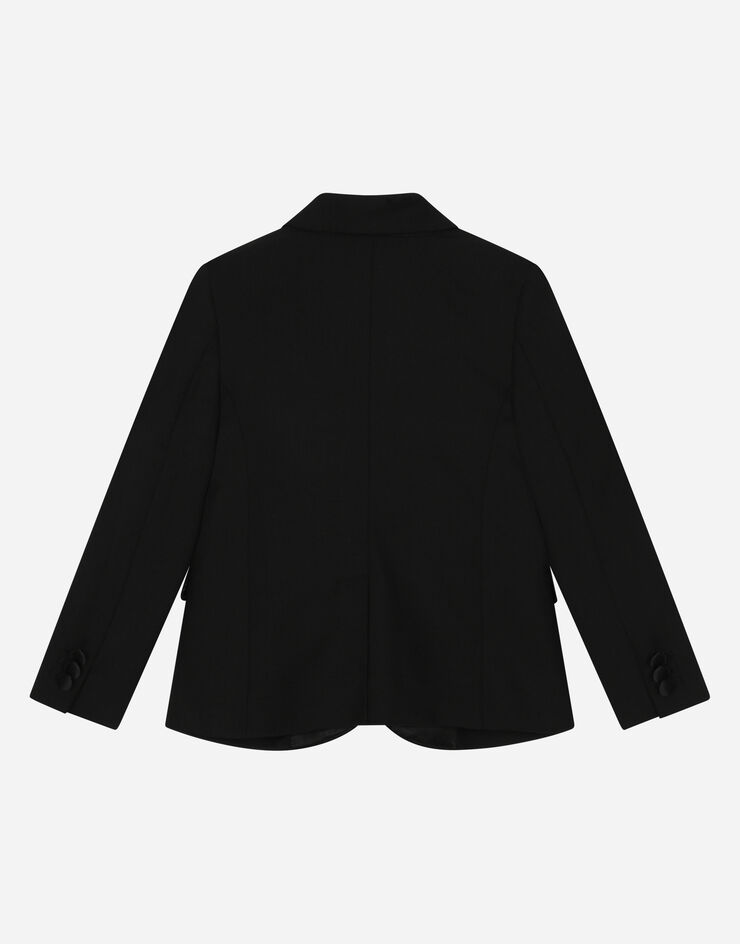 Dolce & Gabbana 弹力羊毛帆布单排扣礼服套装 黑 L41U49FUBBG